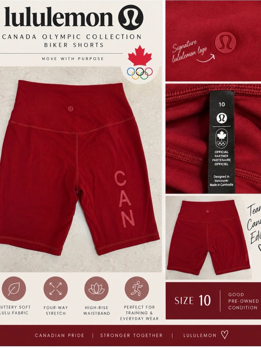 lululemon athletica Red Canada Olympic Biker Shorts